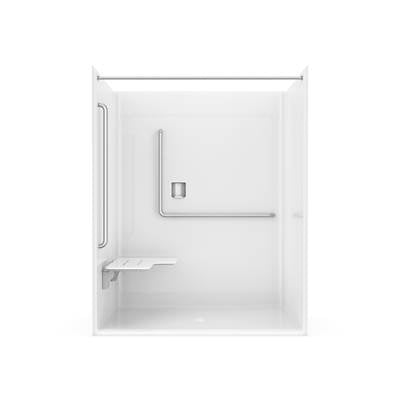 Neptune Entrepreneur 220377-000-002-218 - Banff Bfs-6036F - Nbc Compliant Acrylxe Alcove Center Drain Shower In White With Right L-Shaped Naugahyde Seat