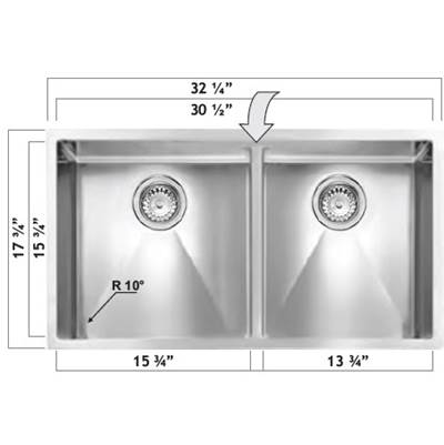 Oaks Kitchen & Bath 0131B5 - Merida Bowl/Half 32X18 Under