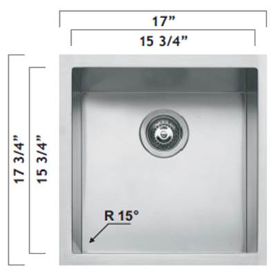 Oaks Kitchen & Bath 1X4040 - R15 16''X 16''X 8'' Bowl