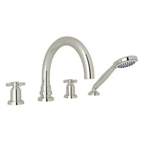 Perrin & Rowe U.3976X-PN - Holborn™ 4-Hole Deck Mount Tub Filler With C-Spout