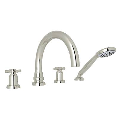 Perrin & Rowe U.3976X-PN - Holborn™ 4-Hole Deck Mount Tub Filler With C-Spout
