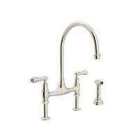 Perrin & Rowe U.4719L-PN-2 - Georgian Era™ Bridge Kitchen Faucet With Side Spray