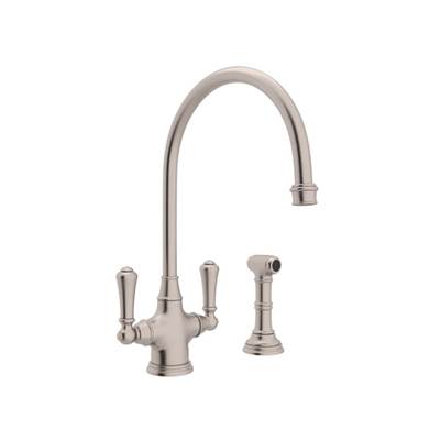 Perrin & Rowe U.4710STN-2 - Georgian Era™ Two Handle Kitchen Faucet With Side Spray