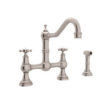 Perrin & Rowe U.4755X-STN-2 - Edwardian™ Bridge Kitchen Faucet With Side Spray