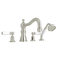 Perrin & Rowe U.3745L-PN - Edwardian™ 4-Hole Deck Mount Tub Filler With Column Spout