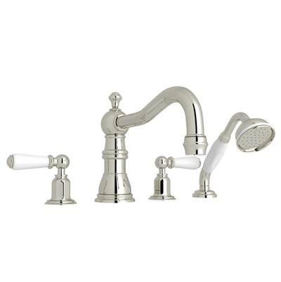 Perrin & Rowe U.3745L-PN - Edwardian™ 4-Hole Deck Mount Tub Filler With Column Spout