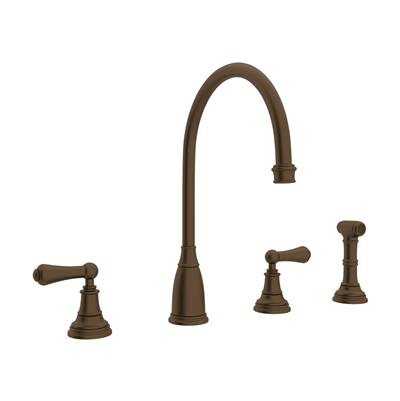 Perrin & Rowe U.4736L-EB-2 - Georgian Era™ Two Handle Kitchen Faucet With Side Spray