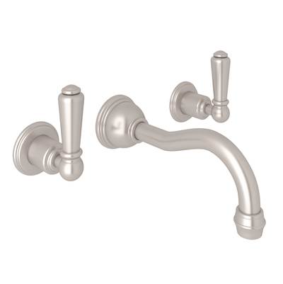 Perrin & Rowe U.3790L-STN/TO-2 - Edwardian™ Wall Mount Lavatory Faucet Trim With Column Spout