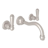 Perrin & Rowe U.3790L-STN/TO-2 - Edwardian™ Wall Mount Lavatory Faucet Trim With Column Spout