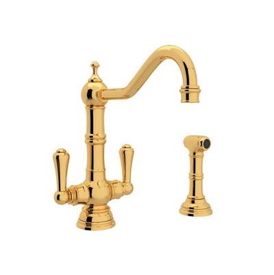 Perrin & Rowe U.4766EG-2 - Edwardian™ Two Handle Kitchen Faucet With Side Spray