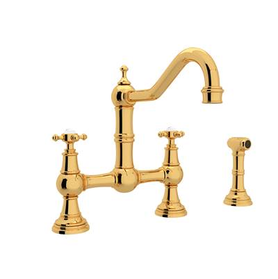 Perrin & Rowe U.4755X-EG-2 - Edwardian™ Bridge Kitchen Faucet With Side Spray