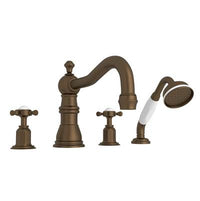 Perrin & Rowe U.3746X-EB - Edwardian™ 4-Hole Deck Mount Tub Filler With Column Spout
