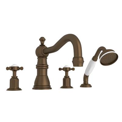 Perrin & Rowe U.3746X-EB - Edwardian™ 4-Hole Deck Mount Tub Filler With Column Spout