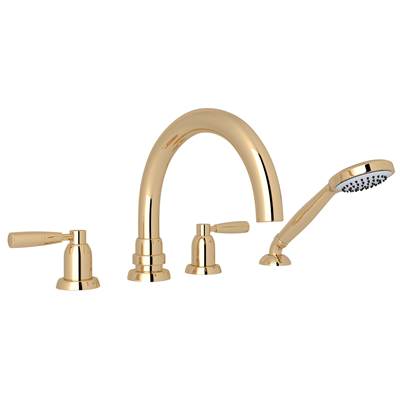Perrin & Rowe U.3975LS-EG - Holborn™ 4-Hole Deck Mount Tub Filler With C-Spout
