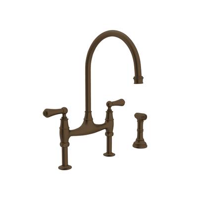 Perrin & Rowe U.4719L-EB-2 - Georgian Era™ Bridge Kitchen Faucet With Side Spray