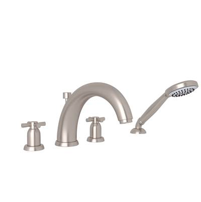 Perrin & Rowe U.3849X-STN - Holborn™ 4-Hole Deck Mount Tub Filler With U-Spout