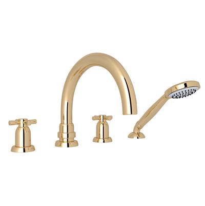 Perrin & Rowe U.3976X-EG - Holborn™ 4-Hole Deck Mount Tub Filler With C-Spout