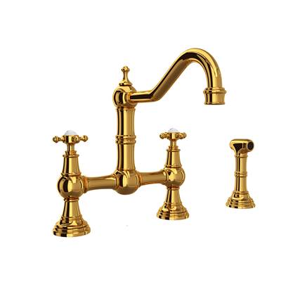 Perrin & Rowe U.4755X-ULB-2 - Edwardian™ Bridge Kitchen Faucet With Side Spray