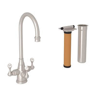 Perrin & Rowe U.KIT1220LS-STN-2 - Georgian Era™ Three Handle Bar/Food Prep Filter Kitchen Faucet Kit