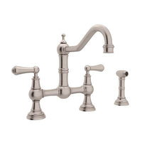 Perrin & Rowe U.4756L-STN-2 - Edwardian™ Bridge Kitchen Faucet With Side Spray