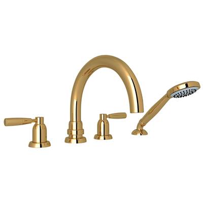 Perrin & Rowe U.3975LS-ULB - Holborn™ 4-Hole Deck Mount Tub Filler With C-Spout