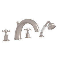 Perrin & Rowe U.3249X-STN - Edwardian™ 4-Hole Deck Mount Tub Filler
