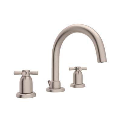 Perrin & Rowe U.3956X-STN-2 - Holborn™ Widespread Lavatory Faucet With C-Spout