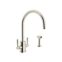 Perrin & Rowe U.4312LS-PN-2 - Holborn™ Two Handle Kitchen Faucet With Side Spray