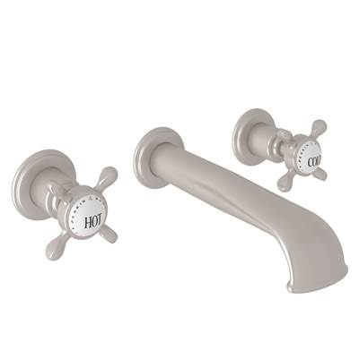 Perrin & Rowe U.3561X-STN/TO-2 - Edwardian™ Wall Mount Lavatory Faucet Trim With U-Spout