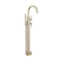 Perrin & Rowe U.3990LS-STN/TO - Holborn™ Single Hole Floor Mount Tub Filler Trim With C-Spout