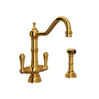 Perrin & Rowe U.4766ULB-2 - Edwardian™ Two Handle Kitchen Faucet With Side Spray