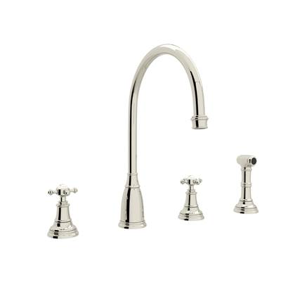 Perrin & Rowe U.4735X-PN-2 - Georgian Era™ Two Handle Kitchen Faucet With Side Spray