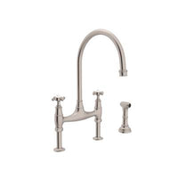Perrin & Rowe U.4718X-STN-2 - Georgian Era™ Bridge Kitchen Faucet With Side Spray