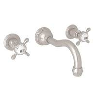 Perrin & Rowe U.3791X-STN/TO-2 - Edwardian™ Wall Mount Lavatory Faucet Trim With Column Spout
