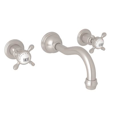 Perrin & Rowe U.3791X-STN/TO-2 - Edwardian™ Wall Mount Lavatory Faucet Trim With Column Spout