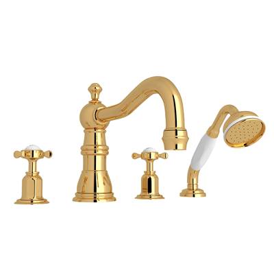 Perrin & Rowe U.3746X-EG - Edwardian™ 4-Hole Deck Mount Tub Filler With Column Spout