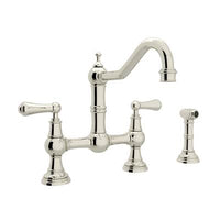 Perrin & Rowe U.4756L-PN-2 - Edwardian™ Bridge Kitchen Faucet With Side Spray