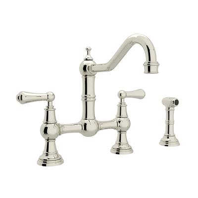 Perrin & Rowe U.4756L-PN-2 - Edwardian™ Bridge Kitchen Faucet With Side Spray