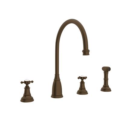 Perrin & Rowe U.4735X-EB-2 - Georgian Era™ Two Handle Kitchen Faucet With Side Spray