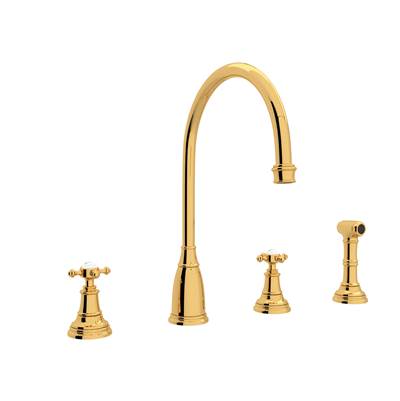 Perrin & Rowe U.4735X-EG-2 - Georgian Era™ Two Handle Kitchen Faucet With Side Spray