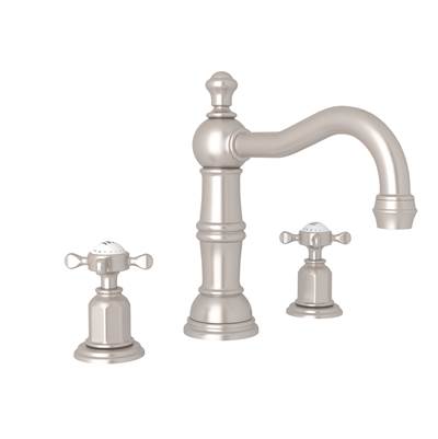 Perrin & Rowe U.3721X-STN-2 - Edwardian™ Widespread Lavatory Faucet With Column Spout