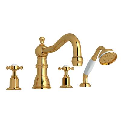 Perrin & Rowe U.3746X-ULB - Edwardian™ 4-Hole Deck Mount Tub Filler With Column Spout