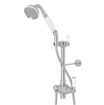 Perrin & Rowe U.5373NAPC - Riser Diverter, Handshower, Handshower Holder, Hose and 8" Thermostatic Outlet