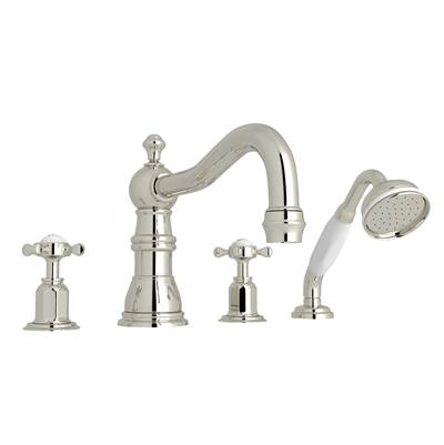 Perrin & Rowe U.3746X-PN - Edwardian™ 4-Hole Deck Mount Tub Filler With Column Spout