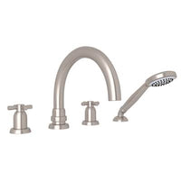 Perrin & Rowe U.3976X-STN - Holborn™ 4-Hole Deck Mount Tub Filler With C-Spout