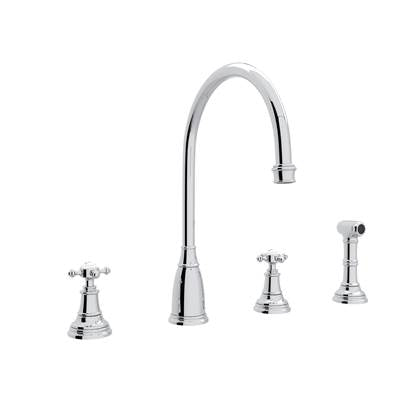Perrin & Rowe U.4735X-APC-2 - Georgian Era™ Two Handle Kitchen Faucet With Side Spray