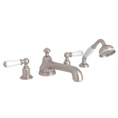 Perrin & Rowe U.3737L-STN - Edwardian™ 4-Hole Deck Mount Tub Filler With Low Spout