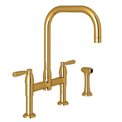 Perrin & Rowe U.4279LS-ULB-2 - Holborn™ Bridge Kitchen Faucet With U-Spout and Side Spray