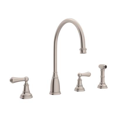 Perrin & Rowe U.4736L-STN-2 - Georgian Era™ Two Handle Kitchen Faucet With Side Spray