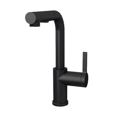 Rubi RLO91D2ELBK - Loft Kitchen Faucet Round Body ''L'' Spout 2 Jets Hand Spray Matte Black